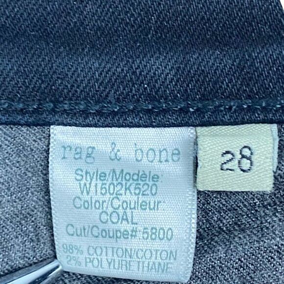 Rag & Bone Women's Black Coal Destroyed Skinny Raw Hem Stretch Denim  Jean US 28 - Picture 15 of 16